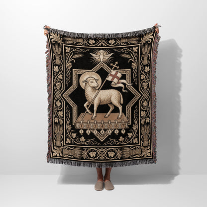 CalmNestStyle Agnus Dei Sacred Art Woven Blanket jacquard woven blanket