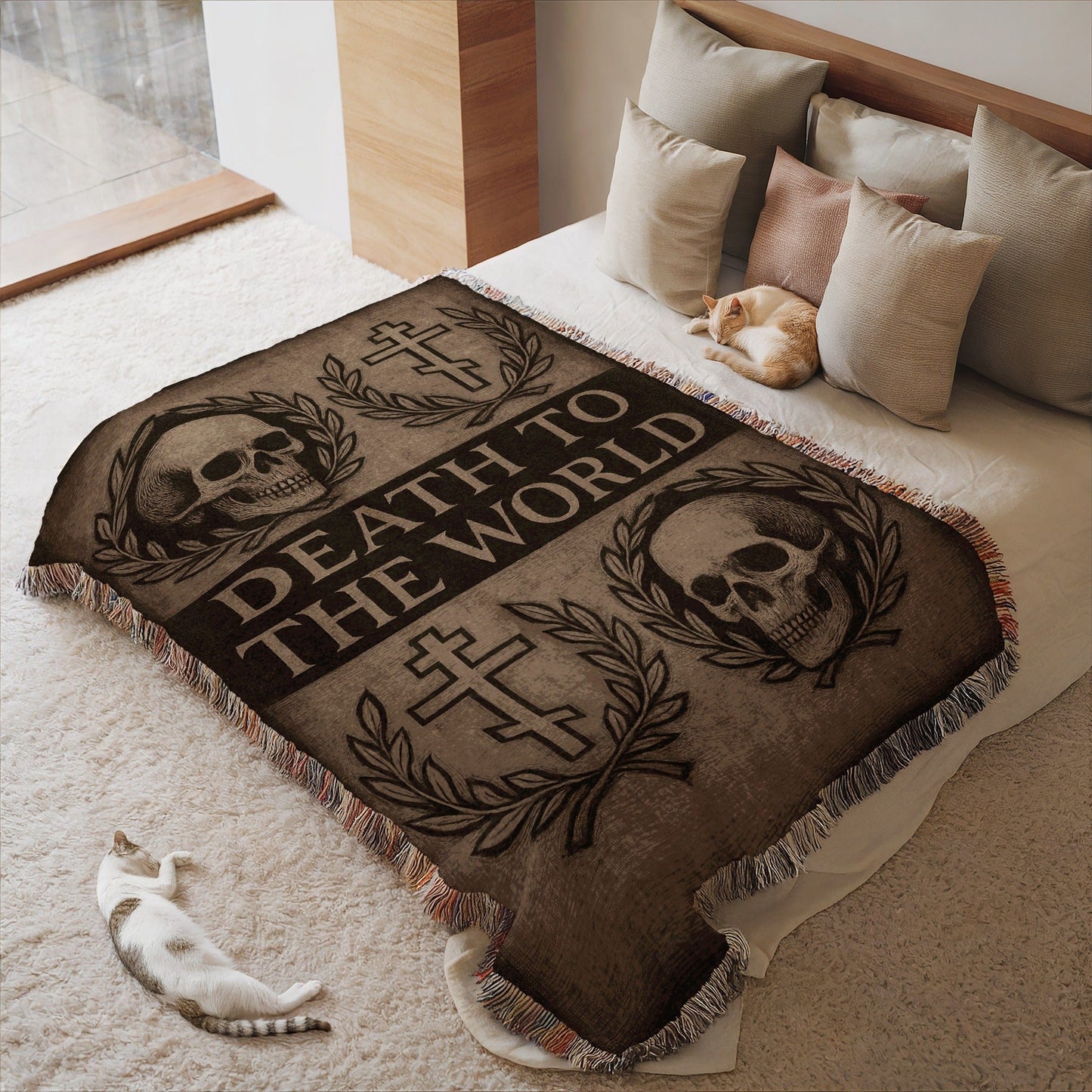 Death To The World Skull Cross Blanket product