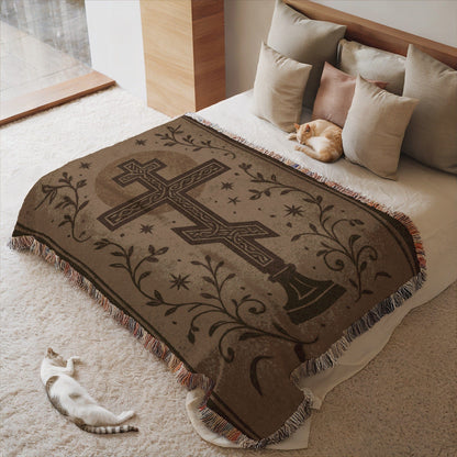 Rustic Cross Design Cozy Decorative Blanket