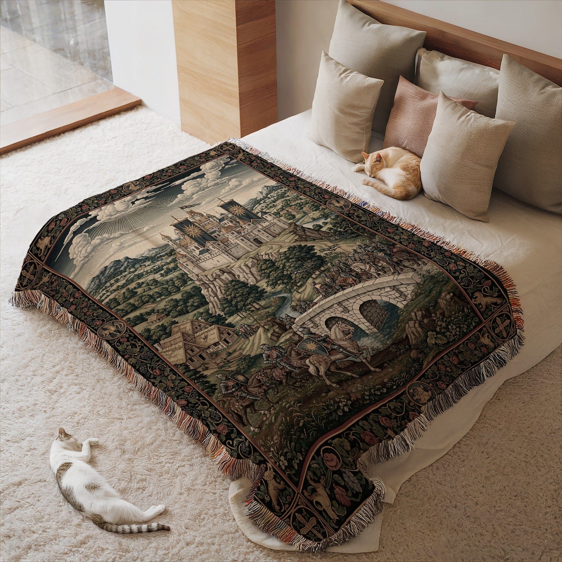 Detailed Castle Art Throw Blanket for Cozy Home Decor
