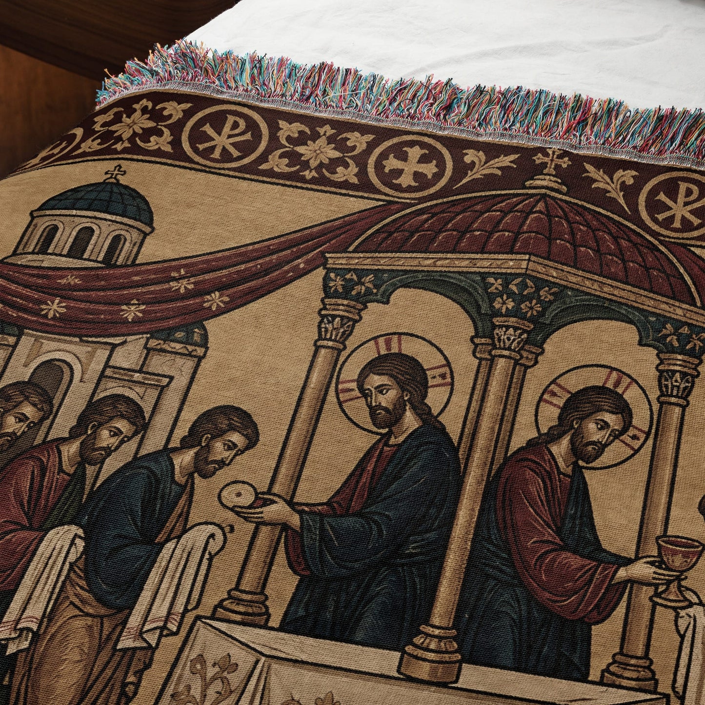 MyDesigns Personalized Byzantine Horizontal Tapestry - Communion Apostles jacquard woven blanket
