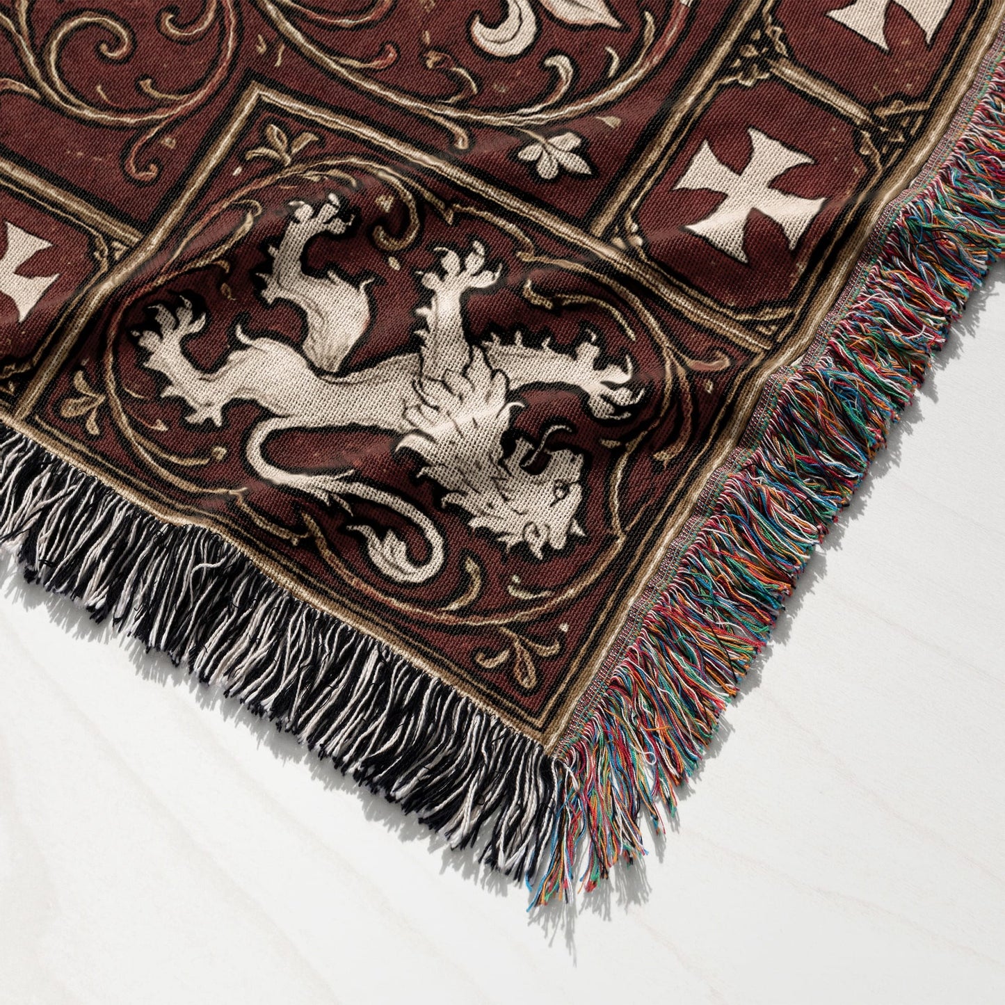 MyDesigns Medieval Knight Tapestry – Templar & Hospitaller Knights Duel Woven Blanket, Santiago Shield jacquard woven blanket