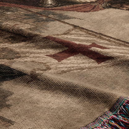 MyDesigns Medieval Knight Tapestry Blanket – Crusader King Charge Woven Throw jacquard woven blanket