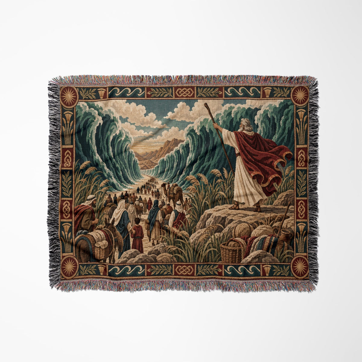 CalmNestStyle Moses Parting the Red Sea jacquard woven blanket