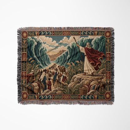 CalmNestStyle Moses Parting the Red Sea jacquard woven blanket