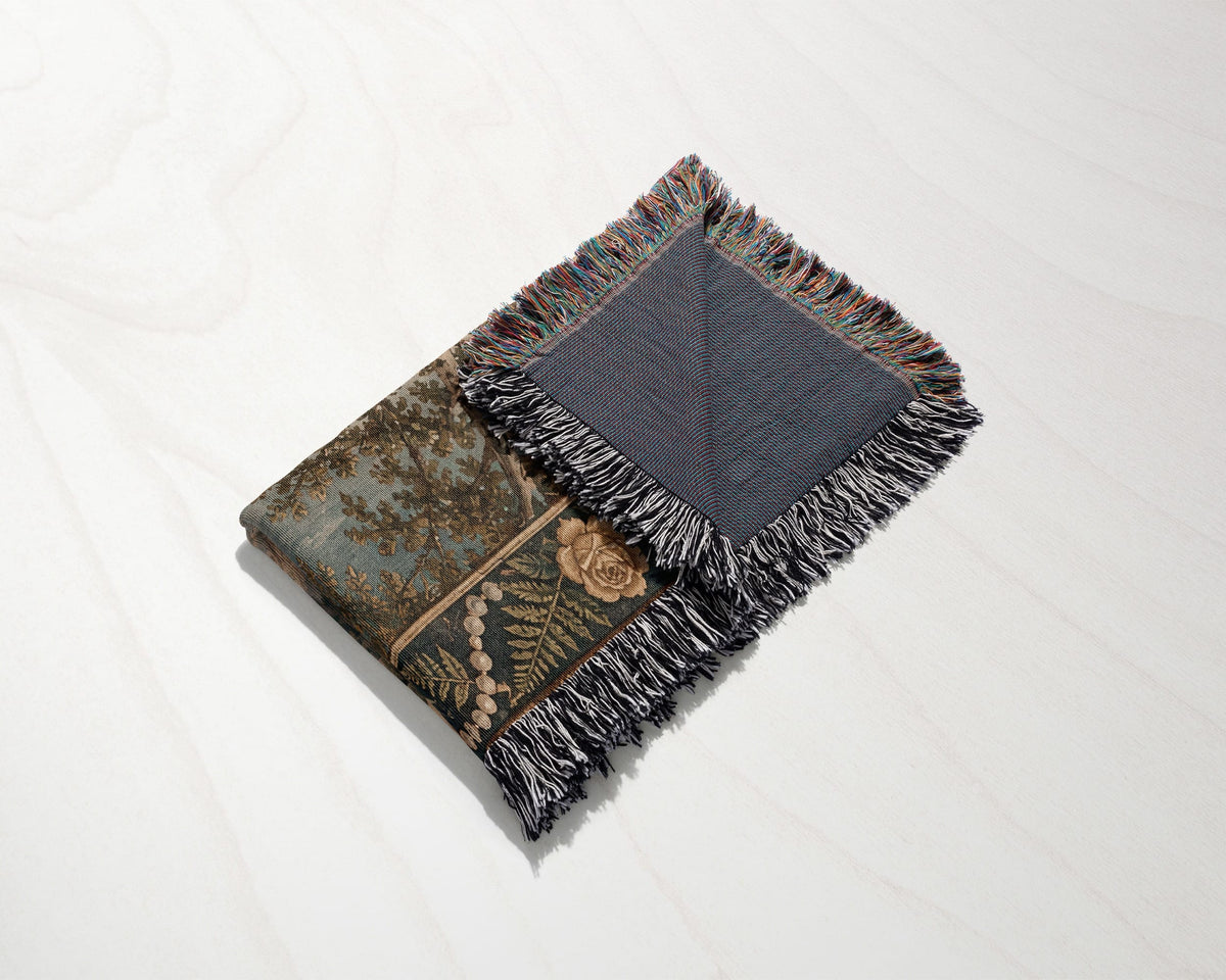 CalmNestStyle Our Lady of Lourdes at the Grotto jacquard woven blanket