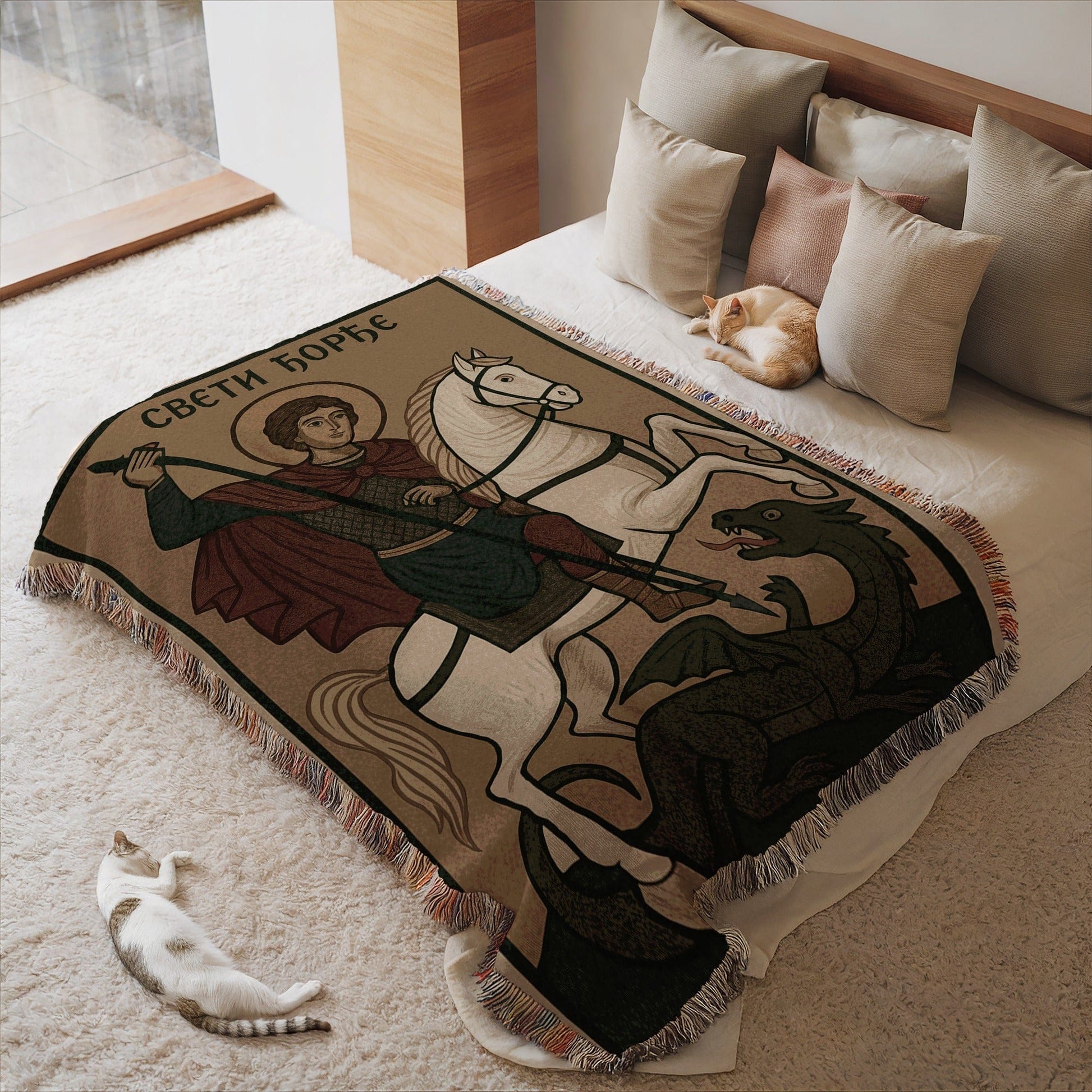 Saint George Slaying Dragon Cozy Blanket