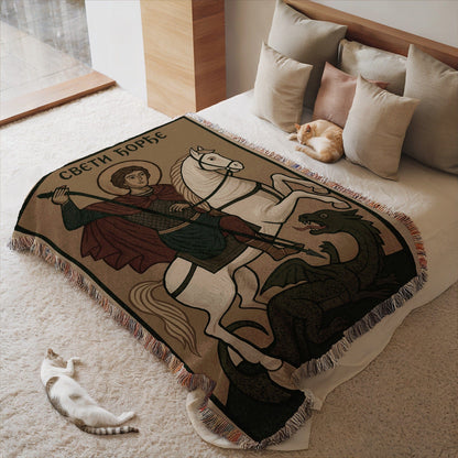 Saint George Slaying Dragon Cozy Blanket
