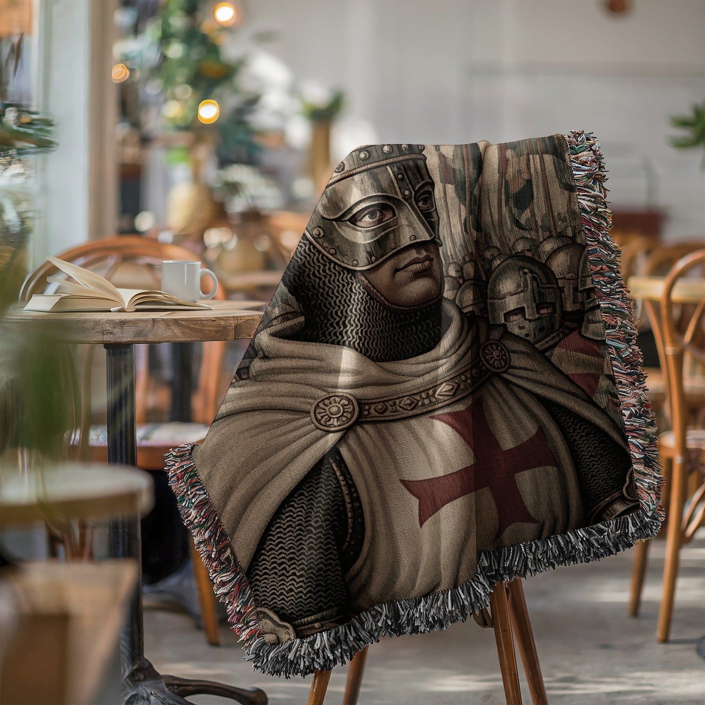 Medieval Knight Design Throw Blanket for Home Decor