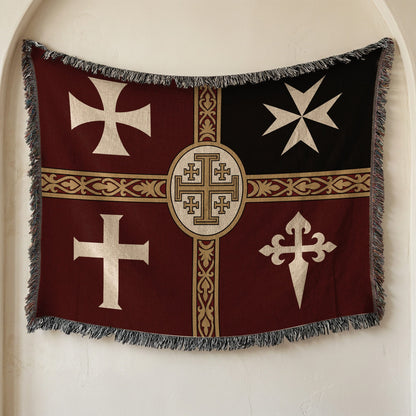 MyDesigns Ancient Orders I Burgundy jacquard woven blanket