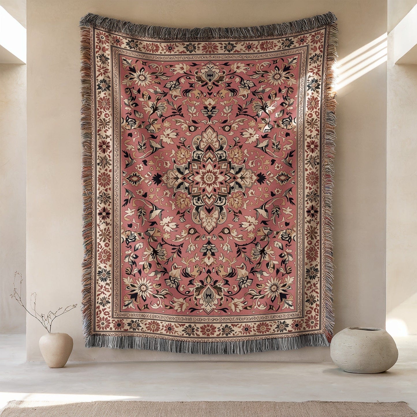 Intricately Designed Tapestry with Elegant Floral Patterns