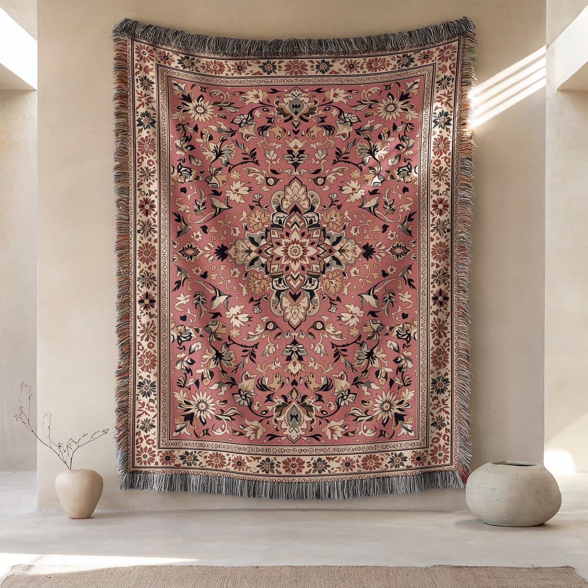 Intricately Designed Tapestry with Elegant Floral Patterns