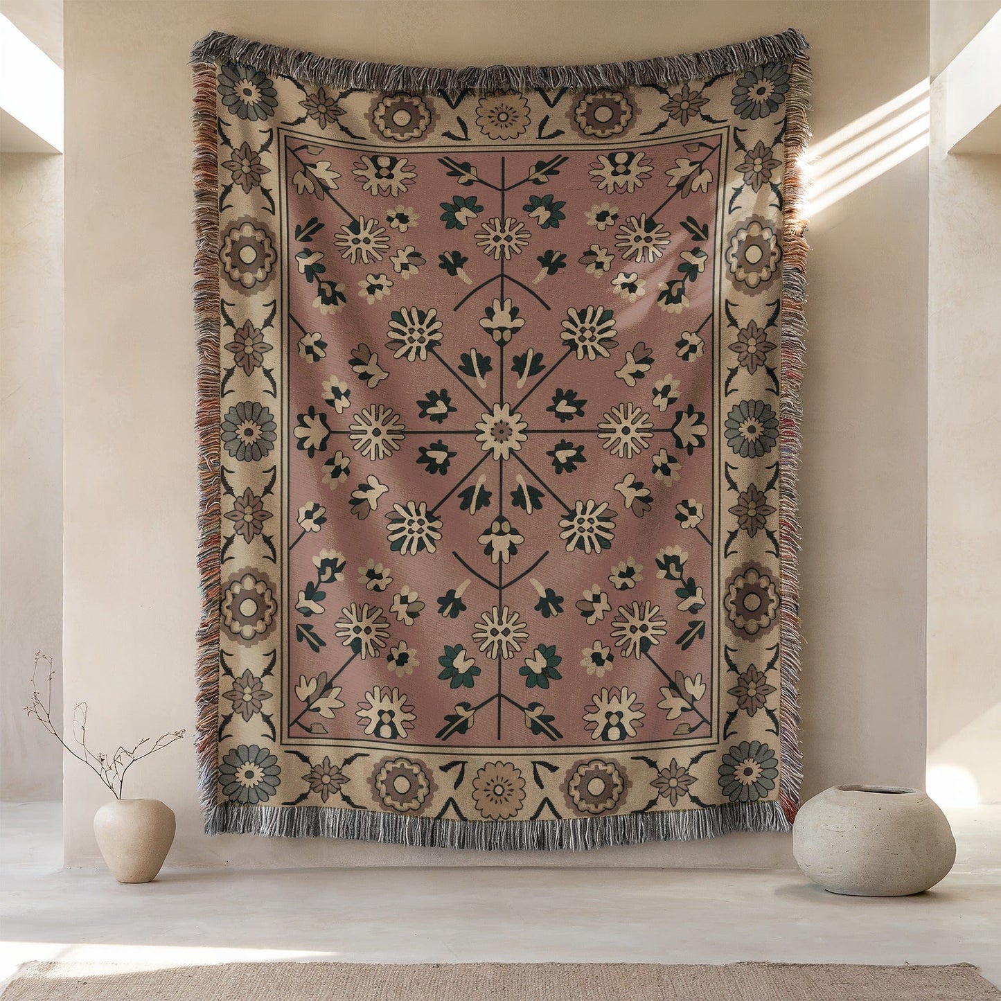 Floral Patterned Decorative Wall Hanging Tapestry