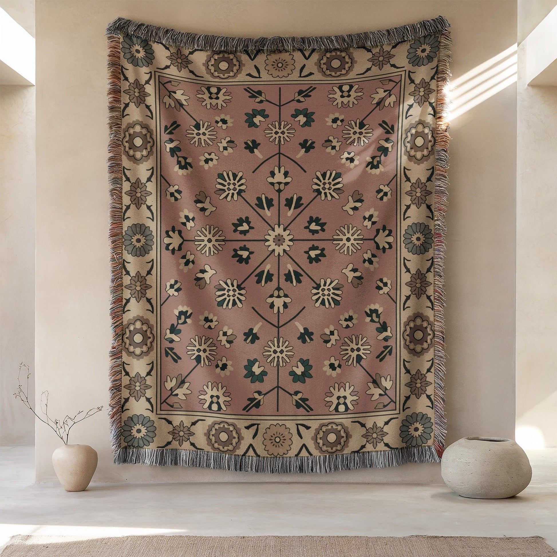 Floral Patterned Decorative Wall Hanging Tapestry