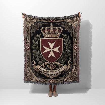 CalmNestStyle Order of Malta Heritage Crest Gold Woven Blanket jacquard woven blanket
