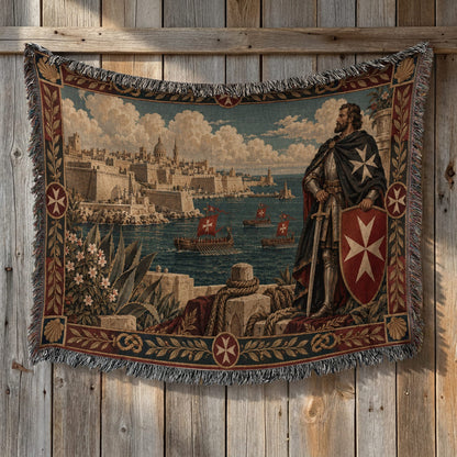 CalmNestStyle Hospitaller Knight Guarding the Harbor of Malta Woven Blanket jacquard woven blanket