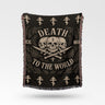 Death To The World Skulls Crossbones Floral Symbols Woven Blanket
