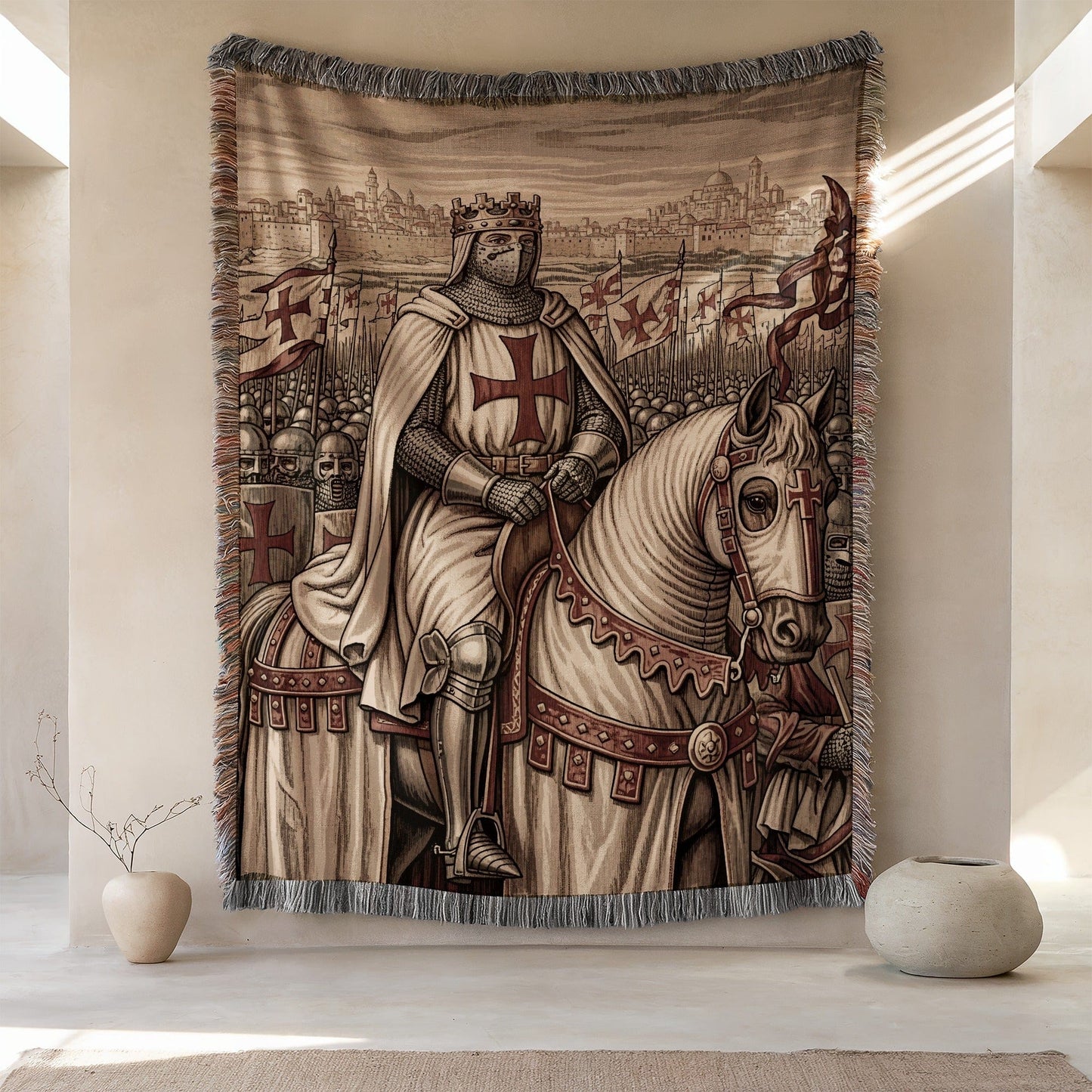 Medieval Knight on Horse Tapestry Wall Hanging Decoration