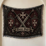 Medieval Blanket with Deus Vult Scroll – Crossed Swords Crusader Shields Woven Throw