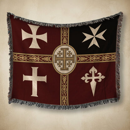 MyDesigns Ancient Orders I Burgundy jacquard woven blanket