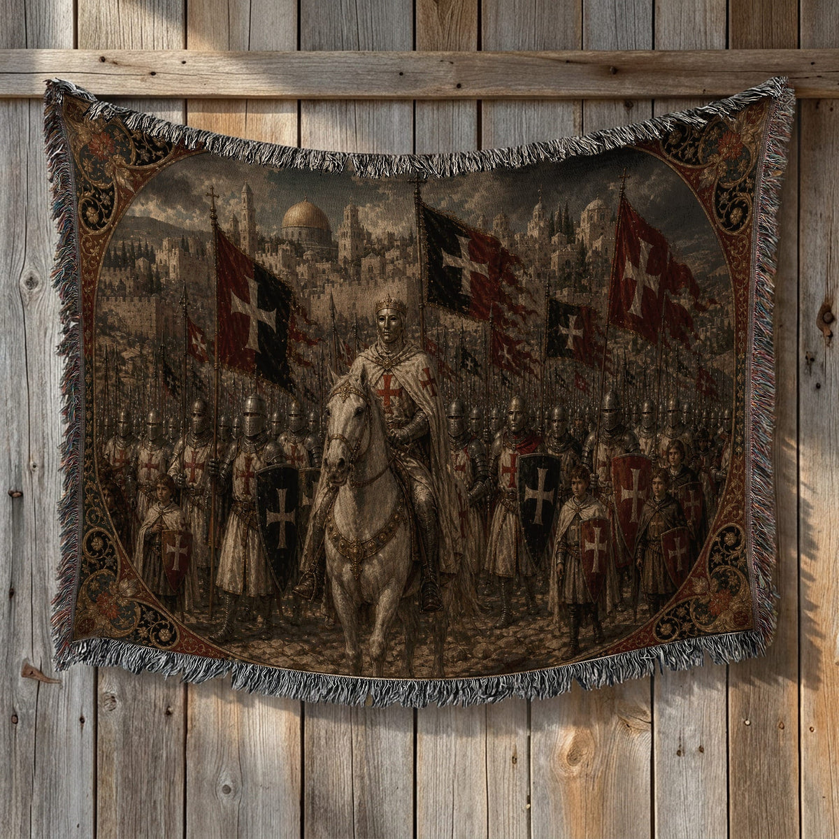 CalmNestStyle Baldwin IV on Horseback Before Jerusalem jacquard woven blanket