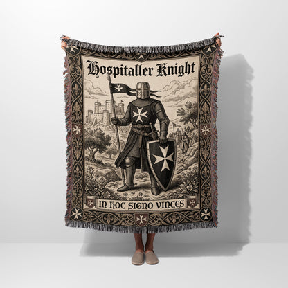 CalmNestStyle Hospitaller Knight Medieval Warrior Woven Blanket jacquard woven blanket