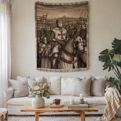 Knight Crusader Tapestry Wall Hanging Medieval Art Decor