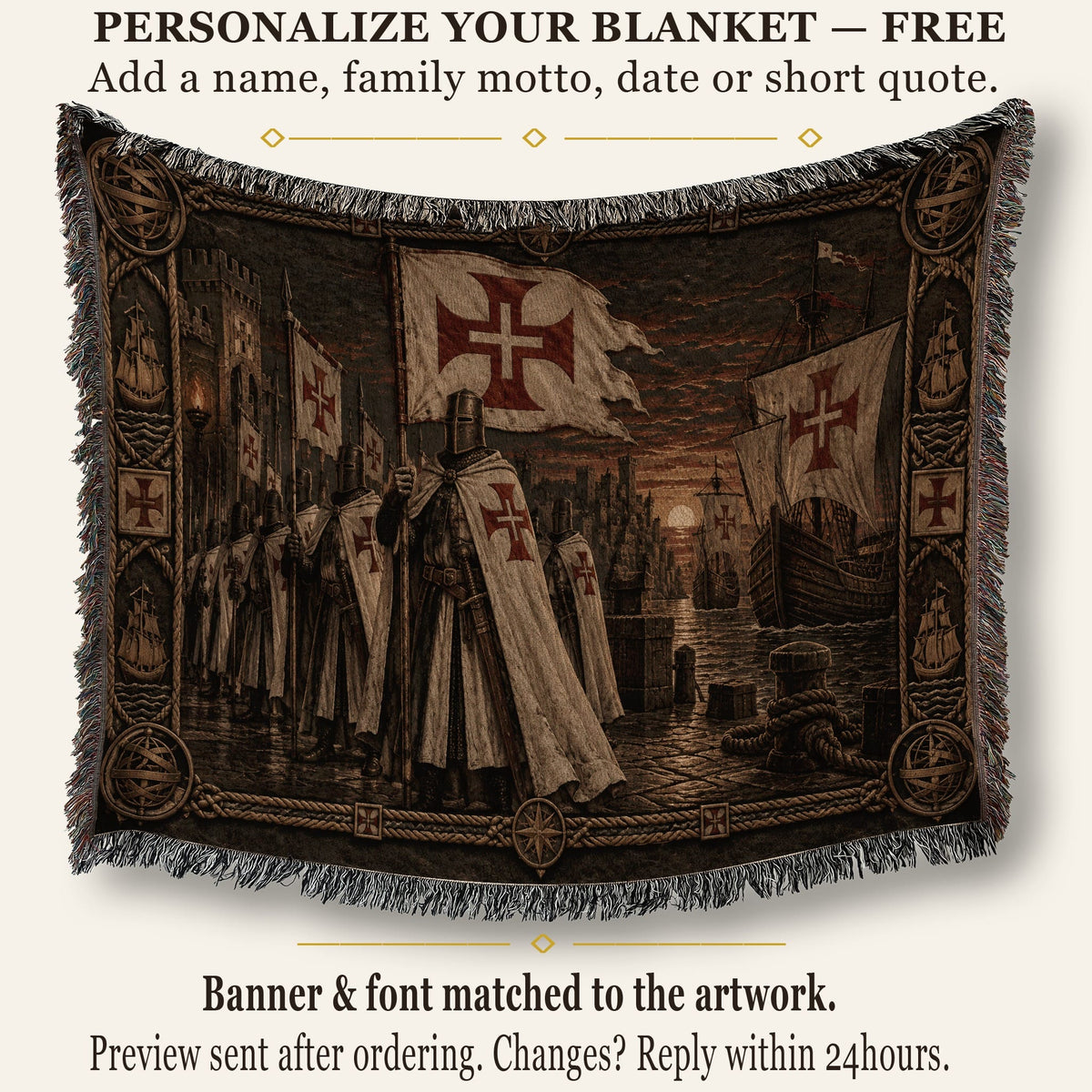 MyDesigns Torchlit Muster Before the Castle jacquard woven blanket