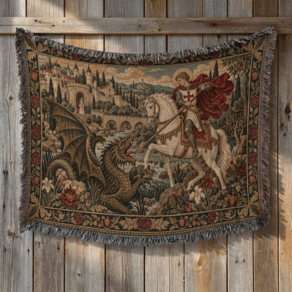 CalmNestStyle Saint George The White Horse jacquard woven blanket