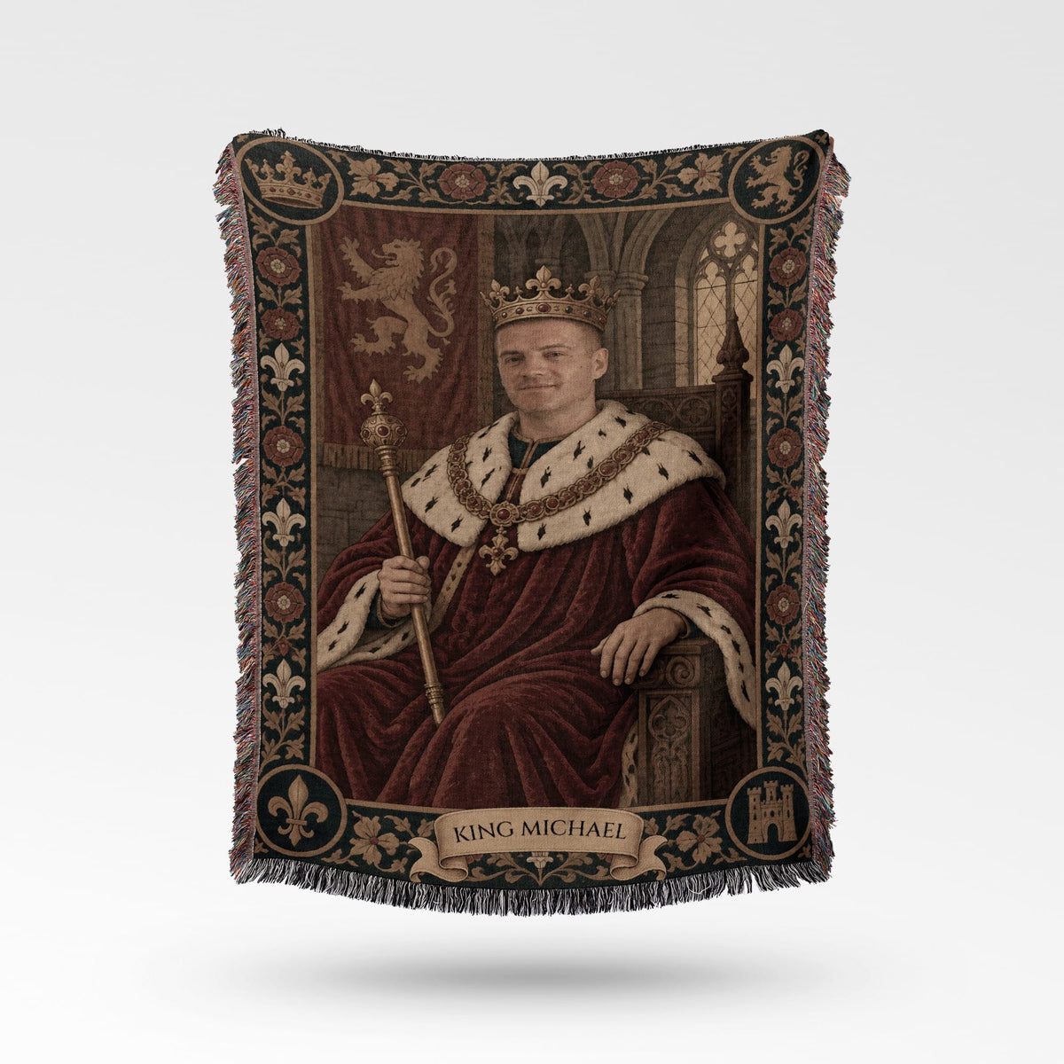 MyDesigns The Crowned King I Your Portrait, Woven jacquard woven blanket