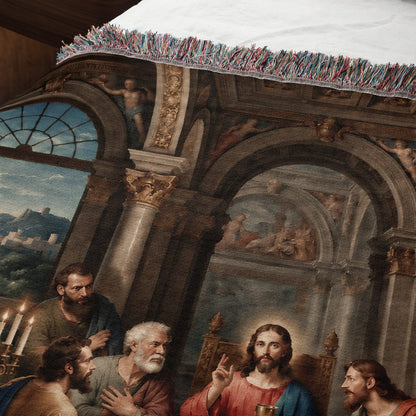 MyDesigns Holy Eucharist Wall Hanging – Last Supper with Chalice and Candles, Woven Blanket jacquard woven blanket