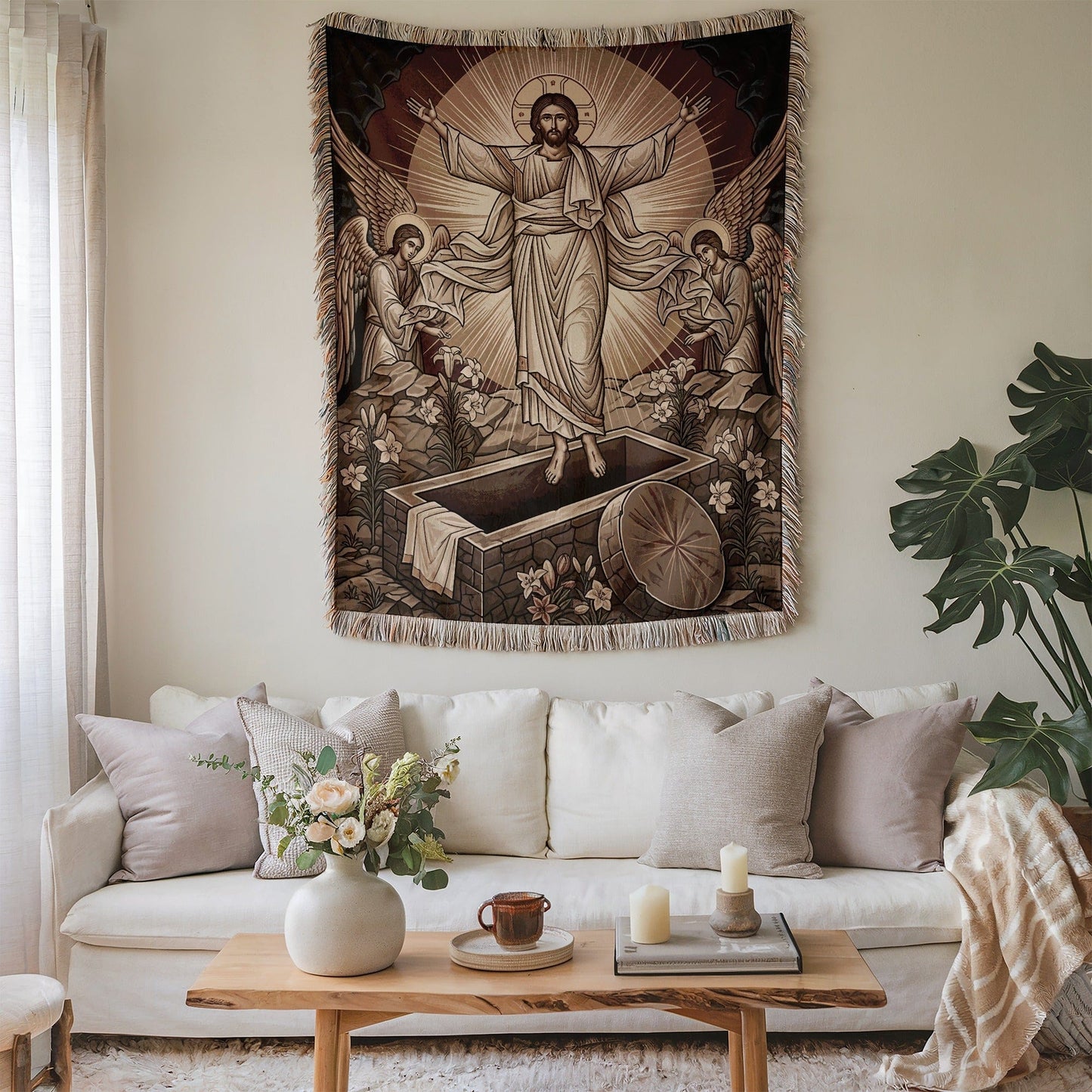 Resurrection of Christ Wall Tapestry for Home Decor