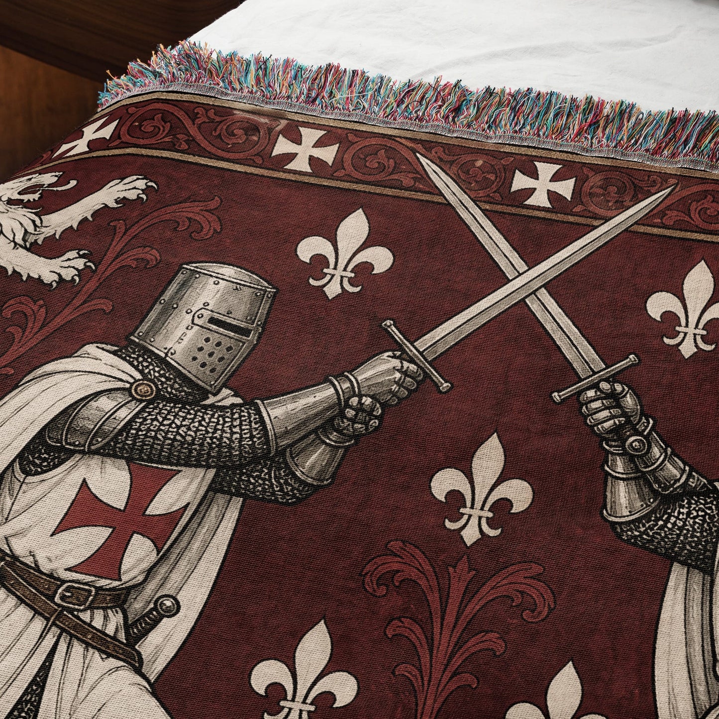 MyDesigns Medieval Wall Hanging – Templar Knight Duel Woven Blanket jacquard woven blanket