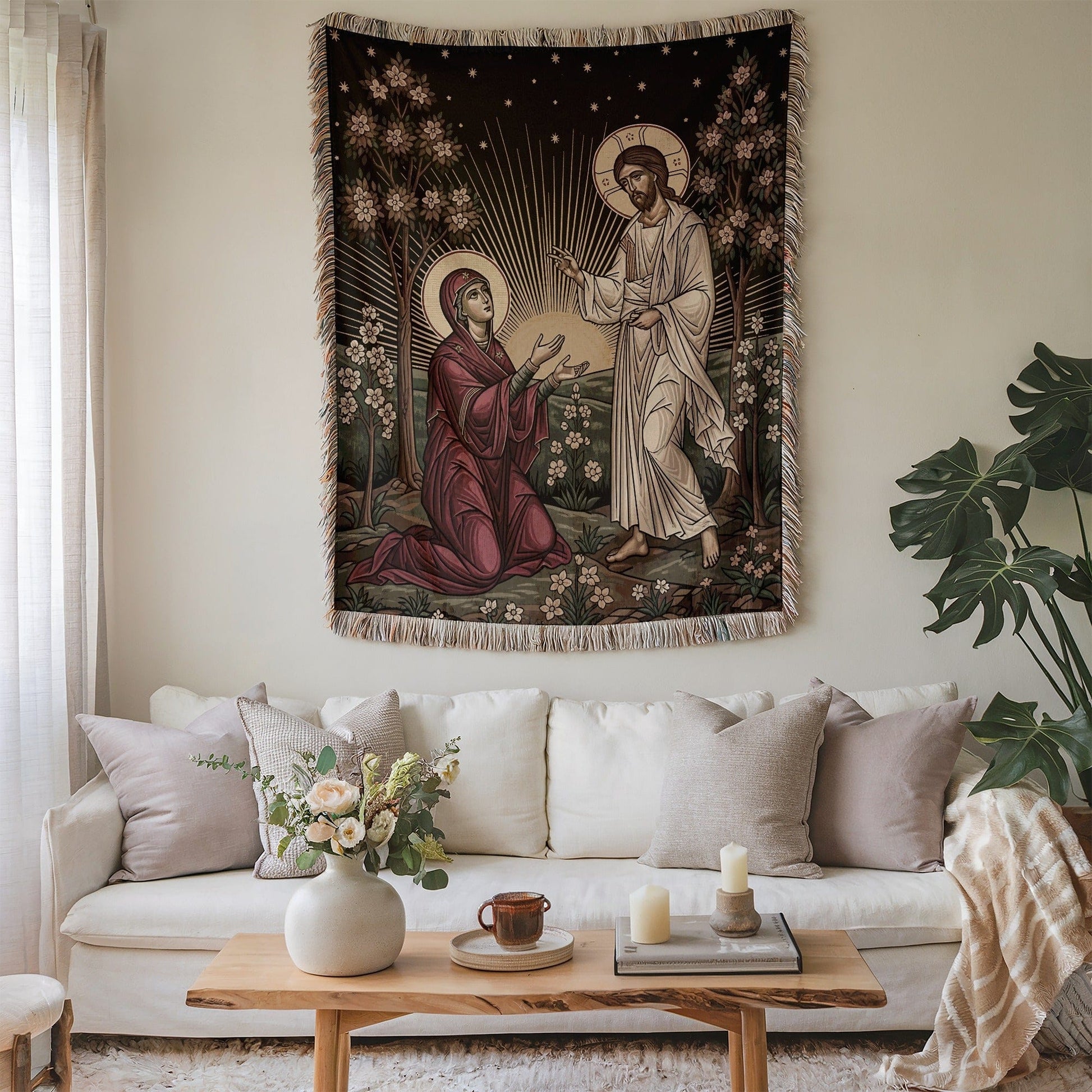 Religious Tapestry With Iconic Biblical Scene Wall Decoration