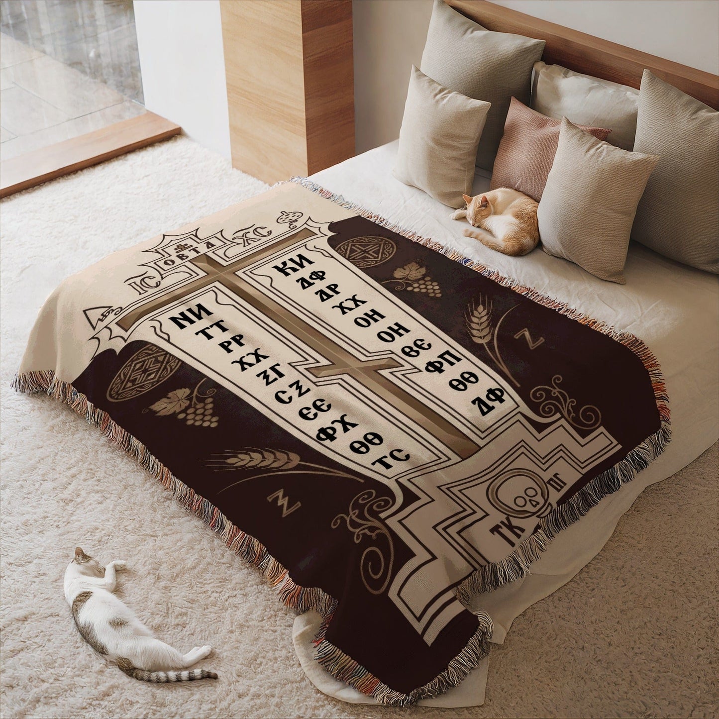 Artistic Retro Style Alphabet Design Blanket