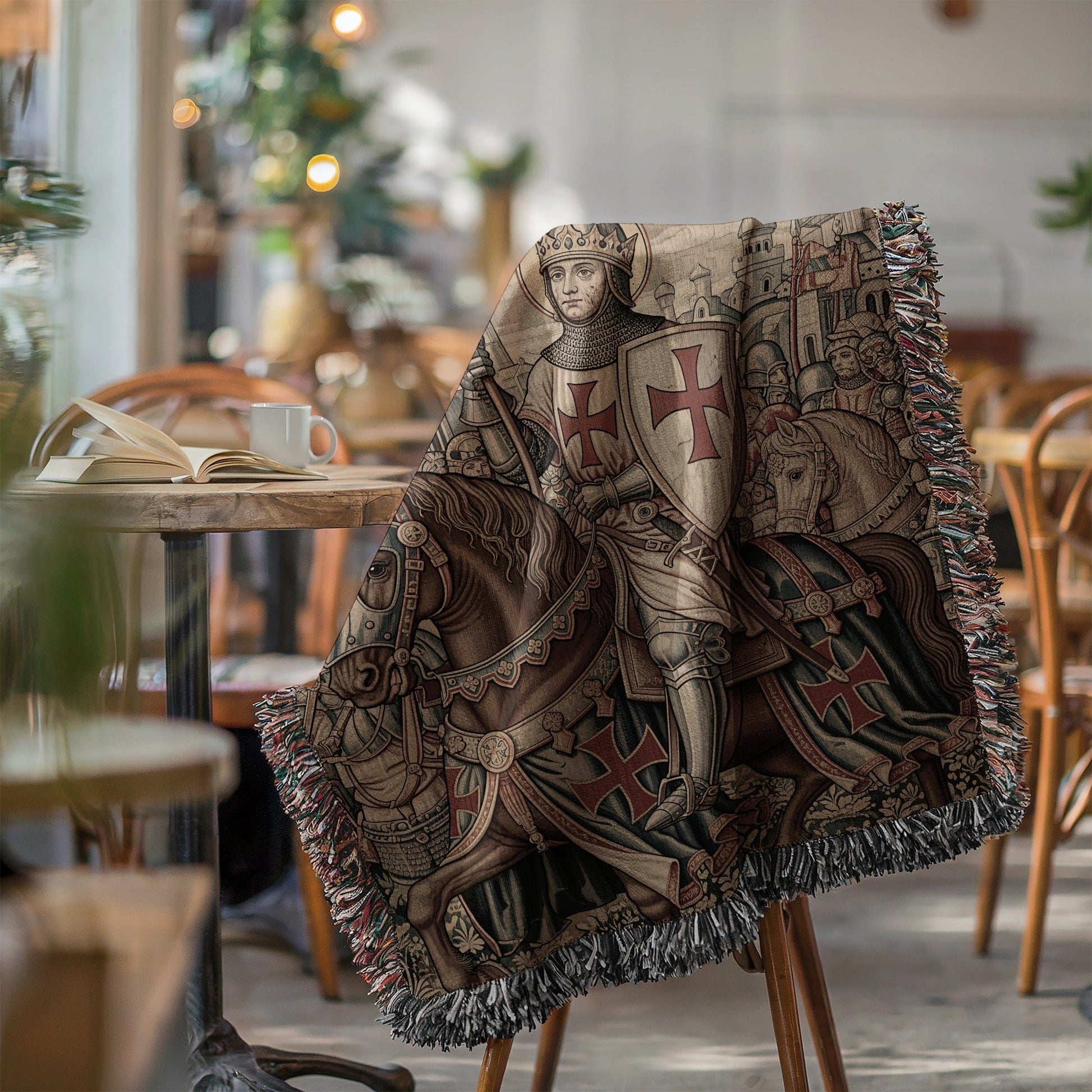 Medieval Knight Themed Blanket with Historical Design