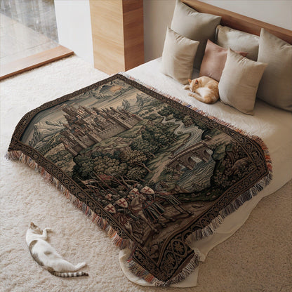 Medieval Castle Tapestry Blanket for Cozy Home Decor