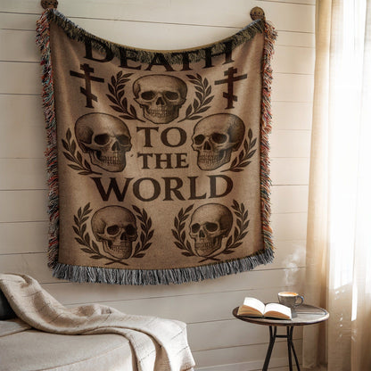 Unique Death to the World Skull Themed Blanket