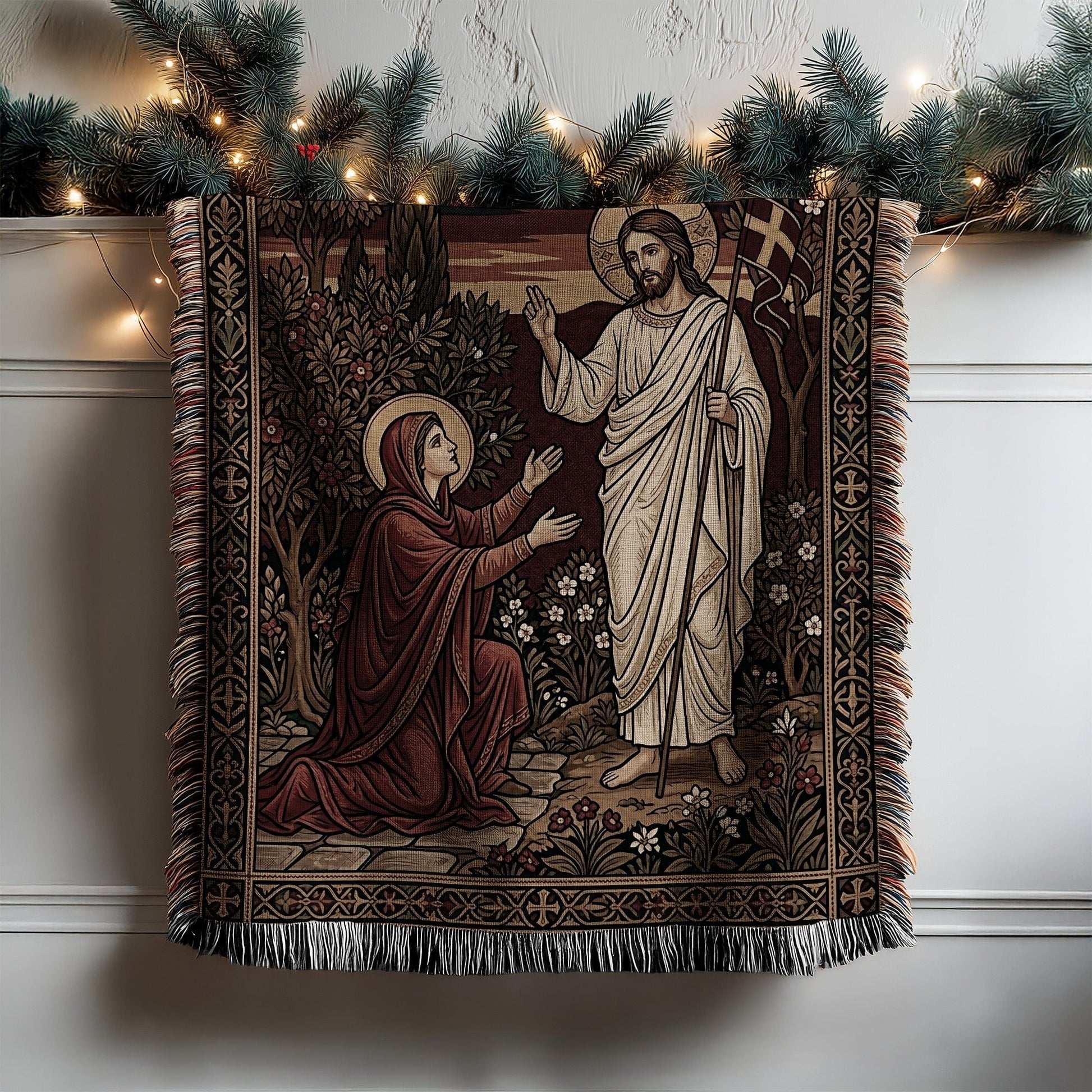 Religious Themed Jesus and Mary Design Blanket Throw