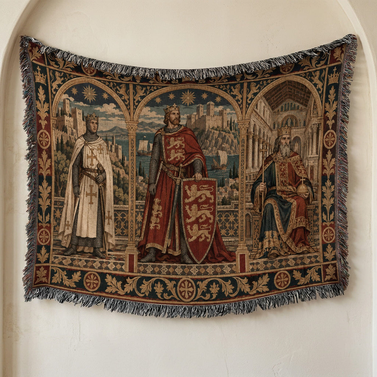 CalmNestStyle Three Kings of Christendom jacquard woven blanket