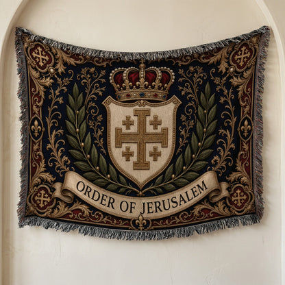 CalmNestStyle Order of Jerusalem Crest I Royal Navy jacquard woven blanket