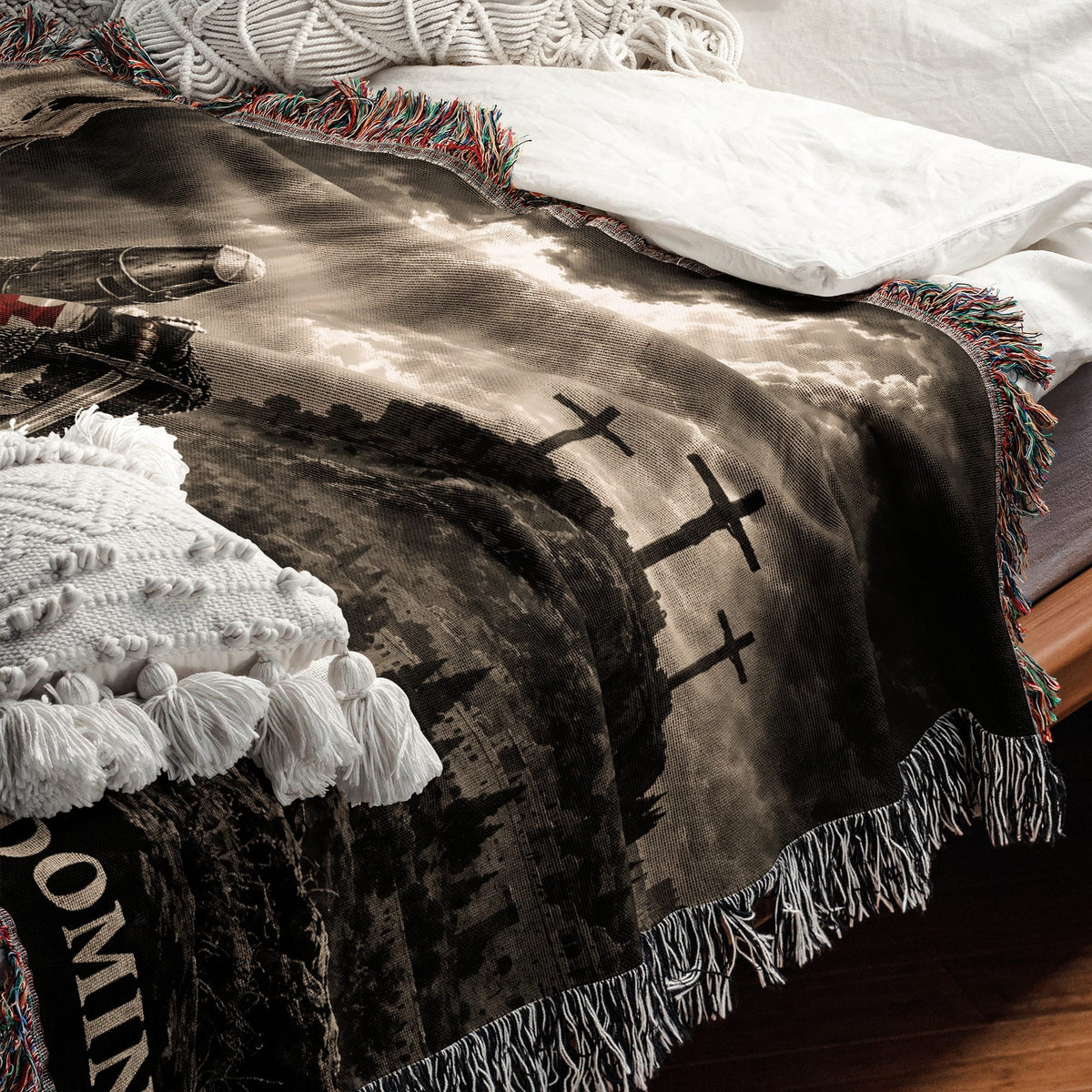 CalmNestStyle Not Unto Us Templar Vow at Calvary jacquard woven blanket