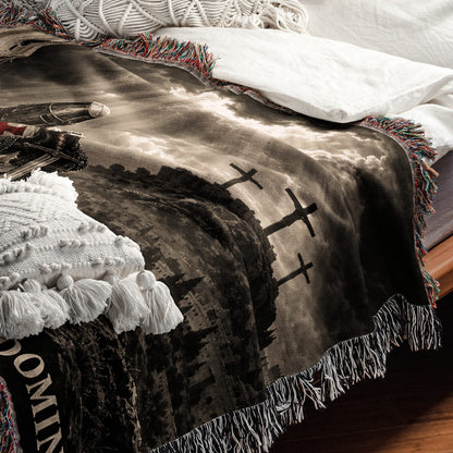 CalmNestStyle Not Unto Us Templar Vow at Calvary jacquard woven blanket