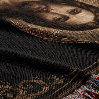 CalmNestStyle Christ Pantocrator jacquard woven blanket