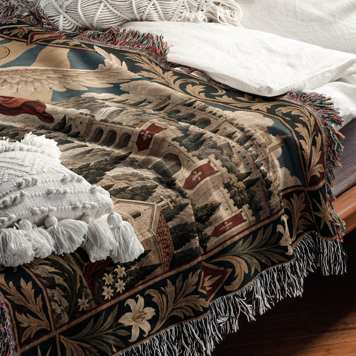 CalmNestStyle Saint Michael Defeats the Dragon jacquard woven blanket