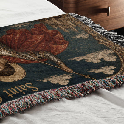 CalmNestStyle Saint George Icon at the Castle jacquard woven blanket
