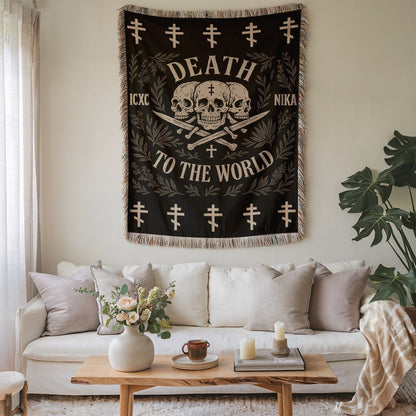 Gothic Death To The World Skull Print Wall Hanging Decor
