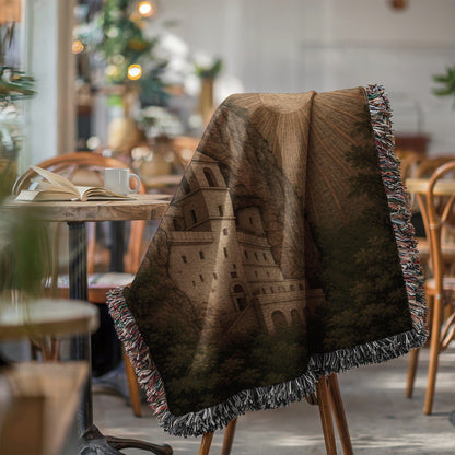 Sunlit Castle Design Woven Throw Blanket
