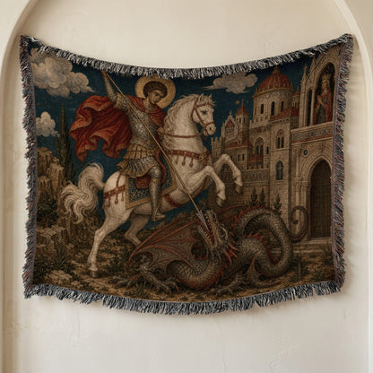 CalmNestStyle Saint George Orthodox Icon jacquard woven blanket