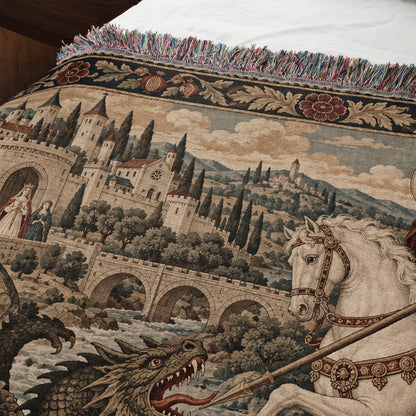 CalmNestStyle Saint George The White Horse jacquard woven blanket
